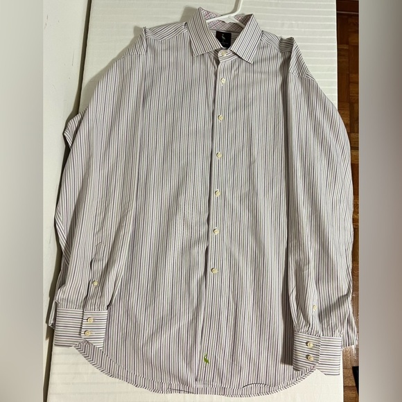 Tailorbyrd Men's Flip Cuff Button Up Striped Shirt XL - Picture 3 of 13